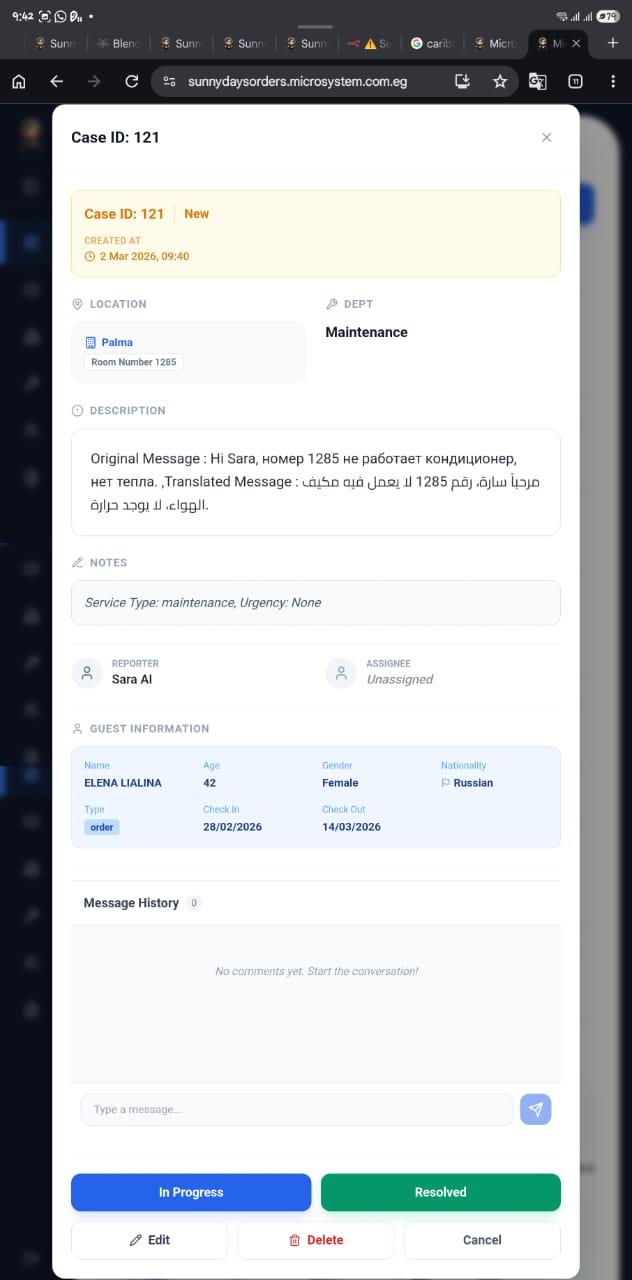 Order Taker app marks the case as resolved